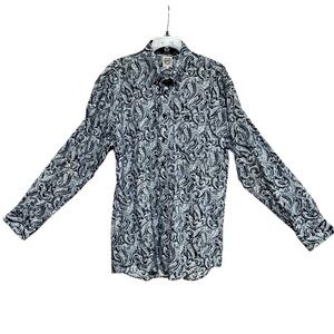 Cinch Navy Blue Paisley Long Sleeve Button Down Shirt NWOT Large